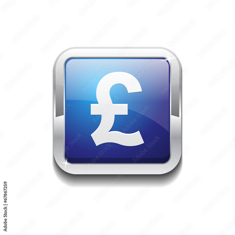 Pound Currency Sign Square Vector Blue Web Icon Button Pound Currency Sign Square Vector Blue Web Icon Button