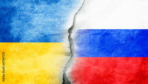 Flaggen Ukraine - Russland