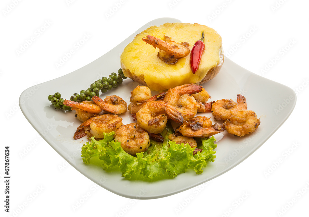 Garlic shrimps with potato Garlic shrimps with potato
