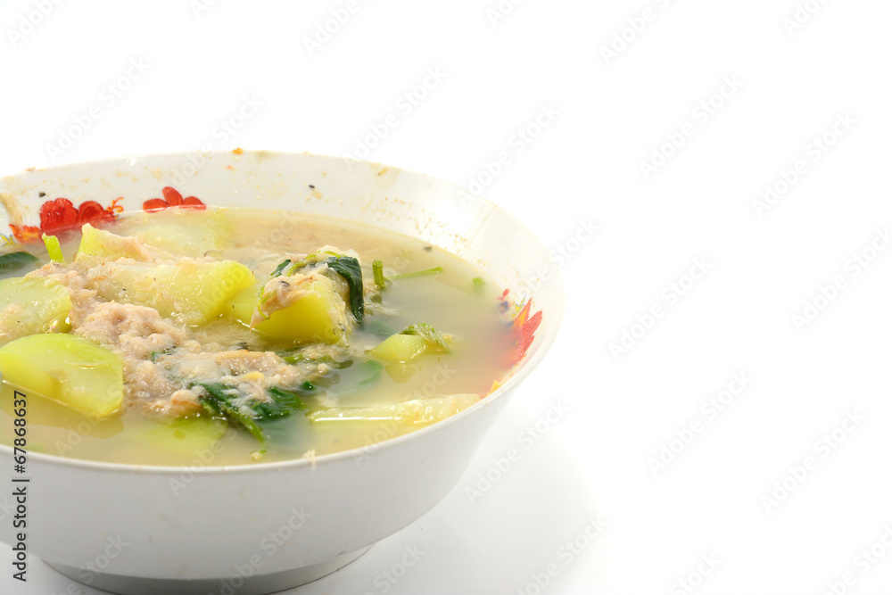 mixed vegetable soup isolate on white background mixed vegetable soup isolate on white background