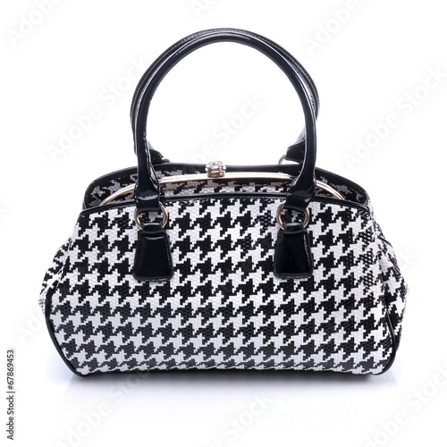 Ladies handbag in black and white checkered