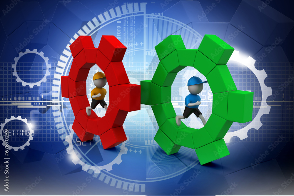 Obraz premium 3d people running the gear