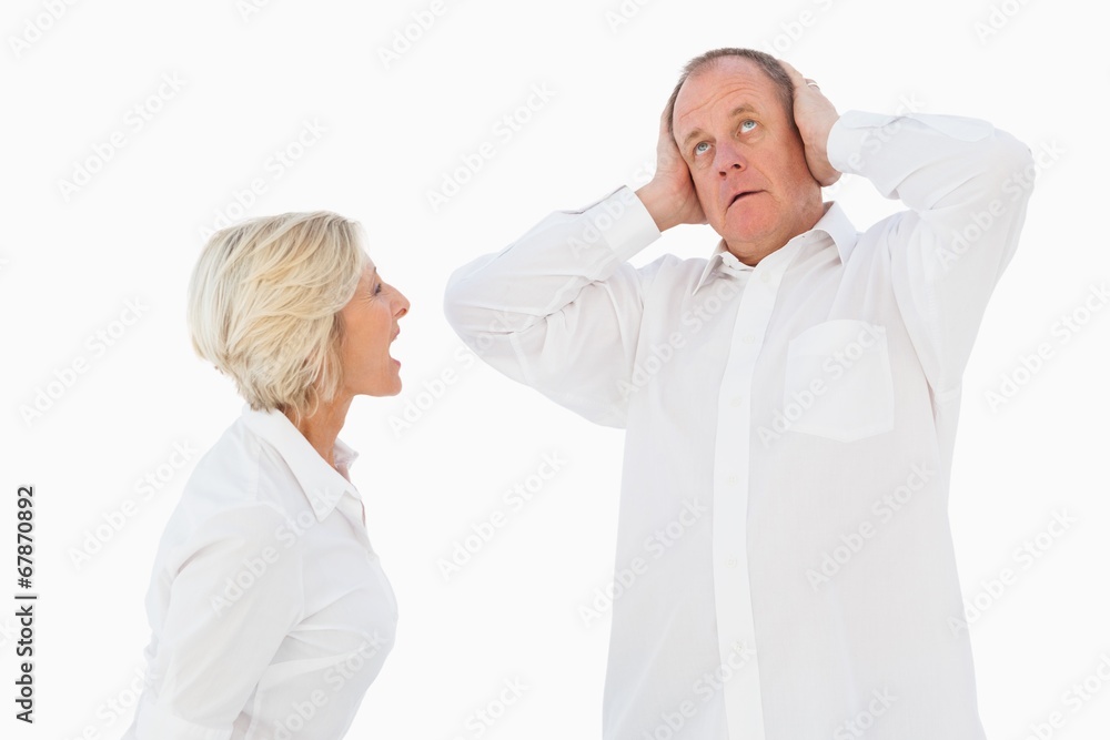 Angry older couple arguing with each other Angry older couple arguing with each other