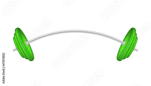 Barbell in silver and green design