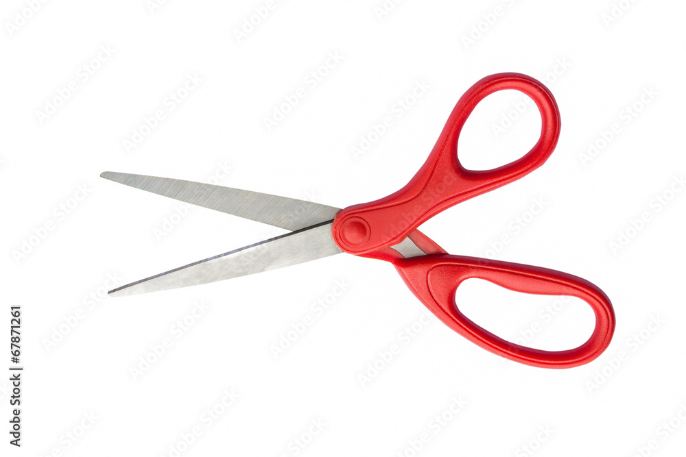Scissors red on isolated white. Scissors red on isolated white.
