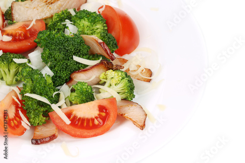 Broccoli salad with smoked ham and parmesan.