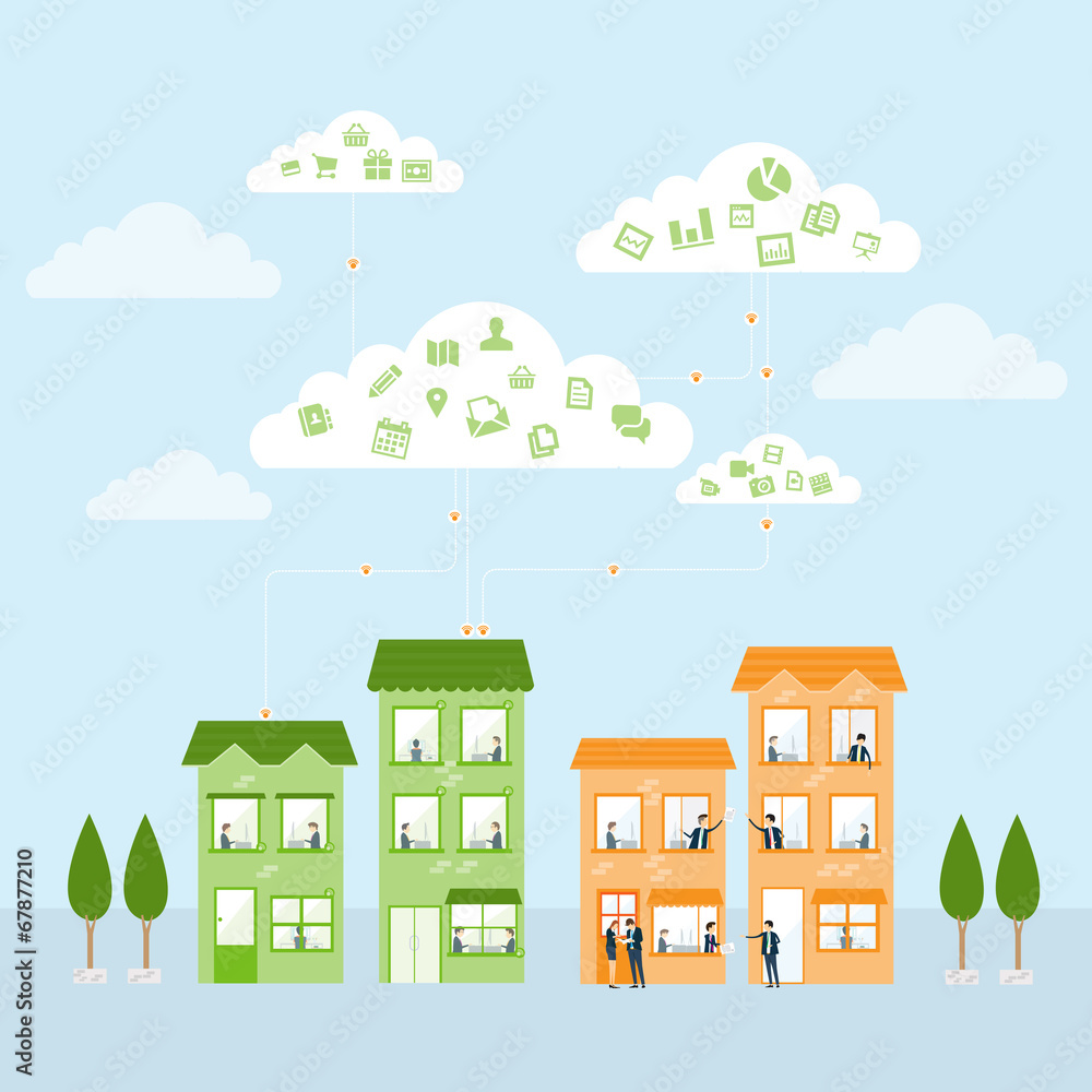 Vector cloud business  team working competitive with business