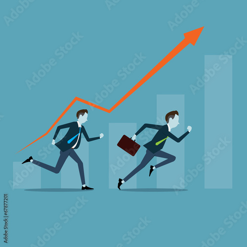 Vector business man  competitive with business  on target graph