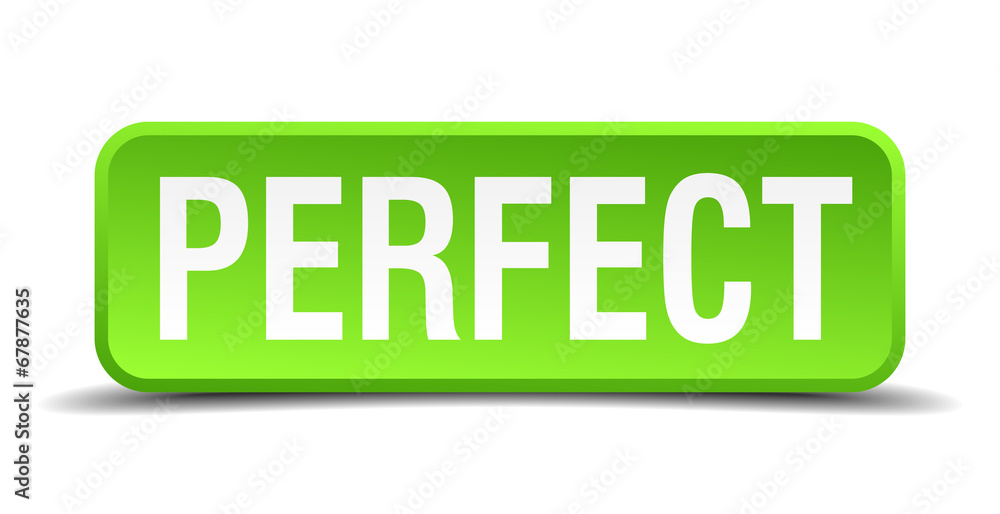 Perfect green 3d realistic square isolated button Perfect green 3d realistic square isolated button