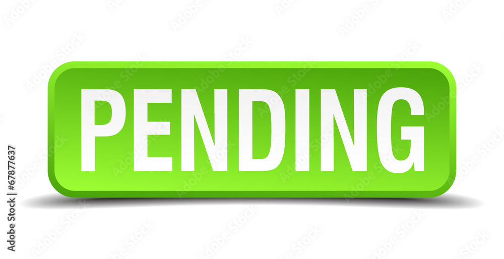 Pending green 3d realistic square isolated button Pending green 3d realistic square isolated button