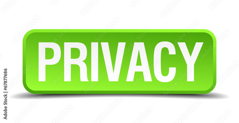 Privacy green 3d realistic square isolated button Privacy green 3d realistic square isolated button