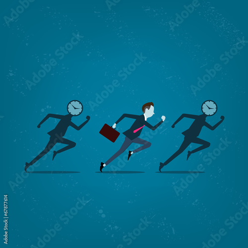 Vector business man competitive with business time background