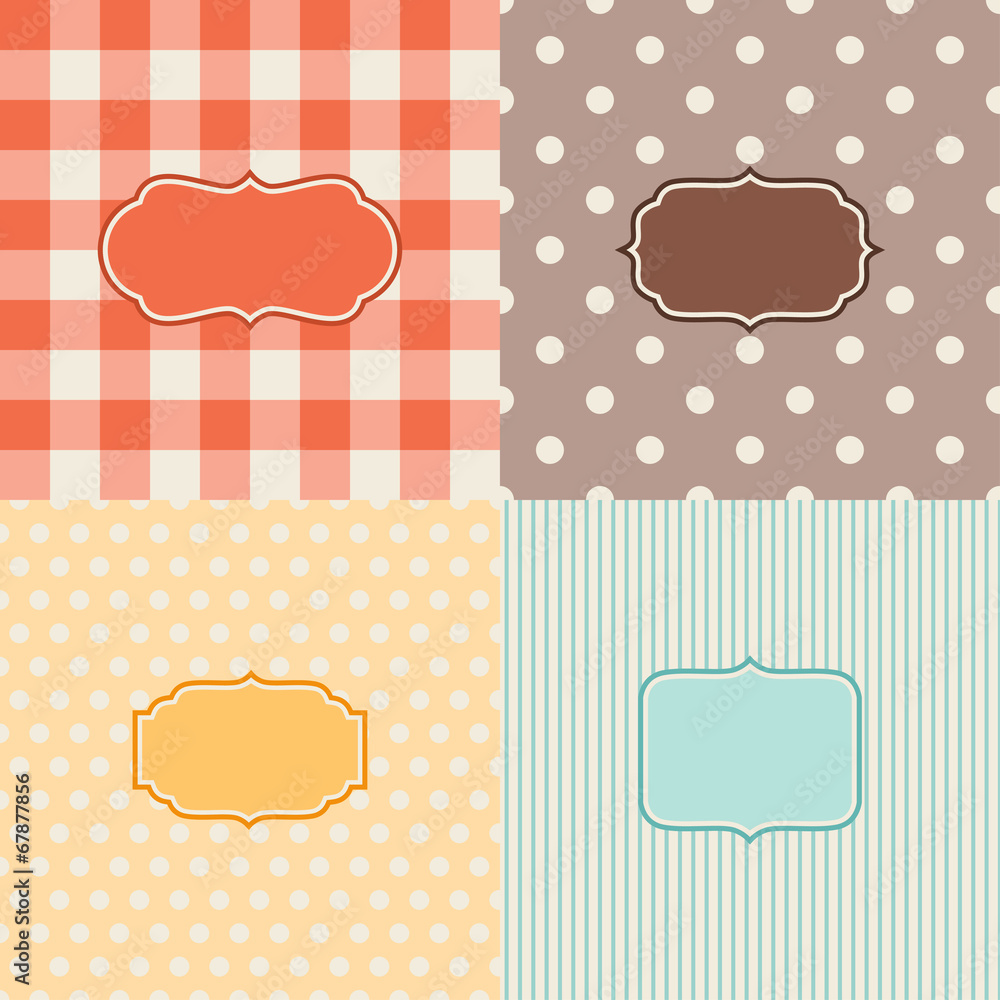 Set of four patterned backgrounds with frames.