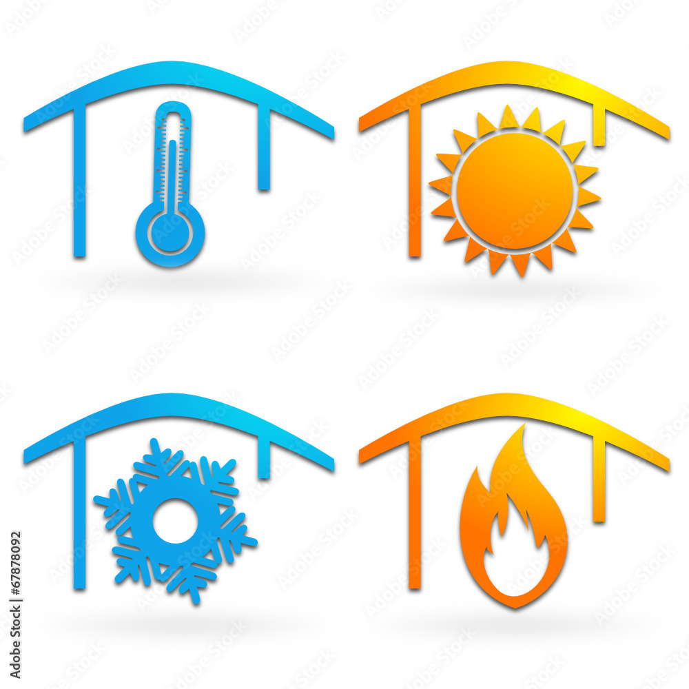 symbole climatisation chauffagiste chaud froid Stock Vector | Adobe Stock