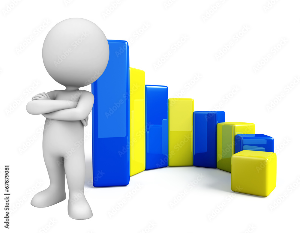 White character with business graph White character with business graph