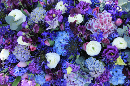 Bridal arrangement in blue and white