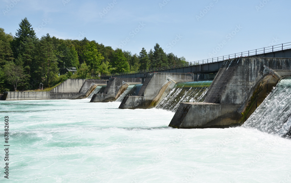 Dam of power sation across Rhine river