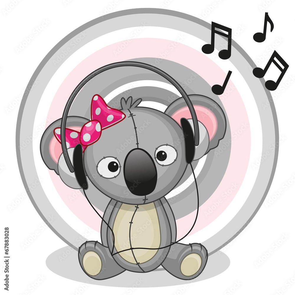 Obraz premium Koala with headphones