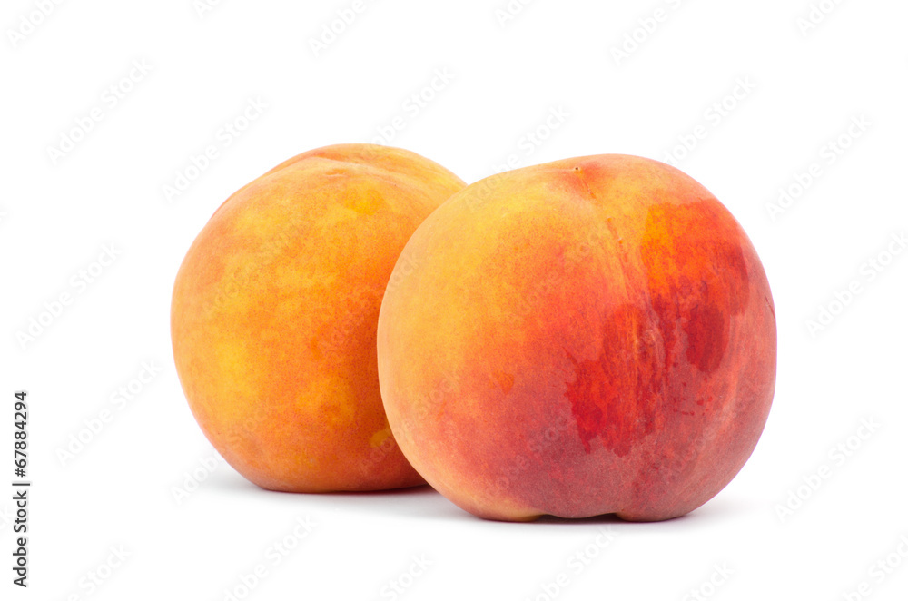 Ripe peach fruit isolated on white background cutout Ripe peach fruit isolated on white background cutout