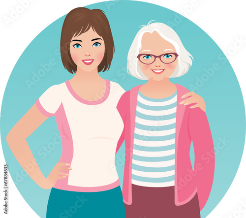 Adult daughter and elderly mother