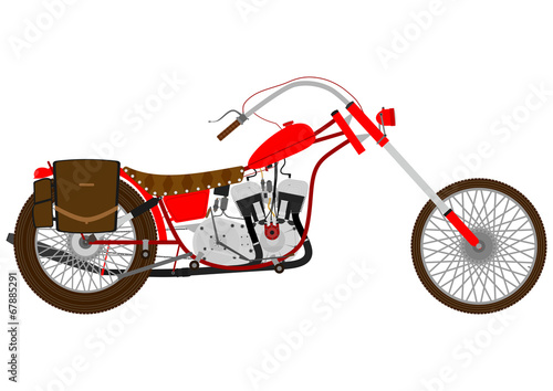 Cartoon vintage motorcycle on a white background.