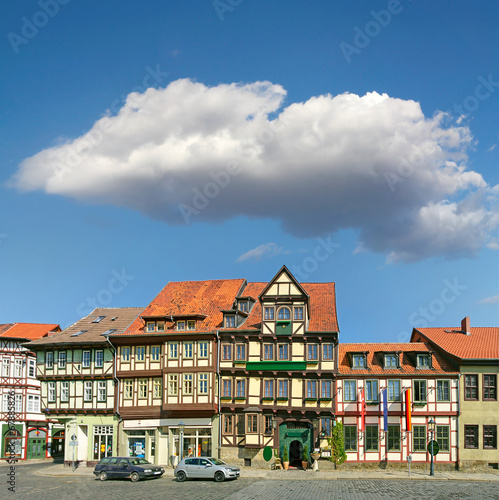 Street with half-timbered houses in the town of Quedlinburg © Pecold