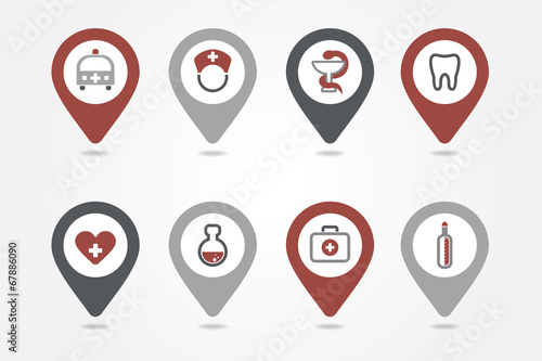 Free Download Medical mapping pins icons - GFXLoad