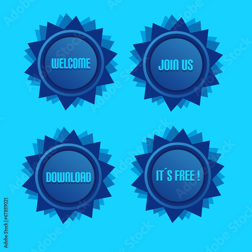 Blue Style Star With Label Sign And Blue Light Background