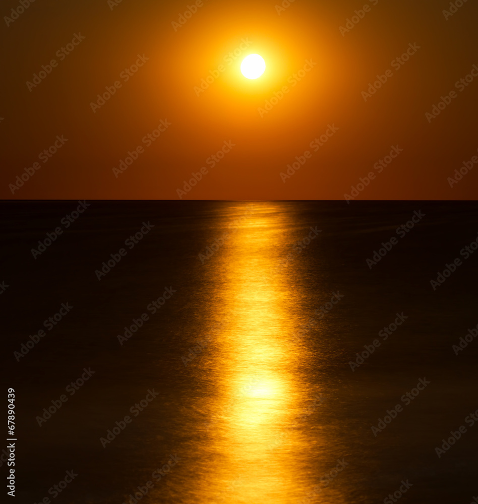 Fototapeta premium Abstract full moon scene over the sea