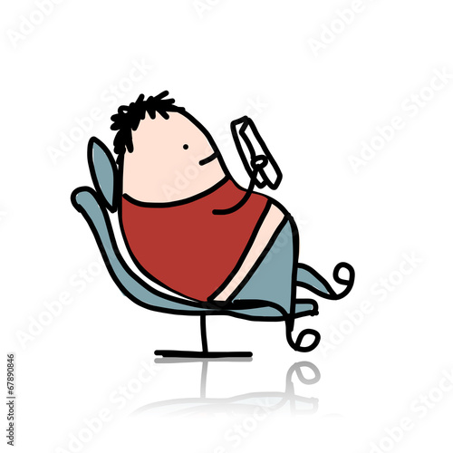 Man rest at armchair and read book