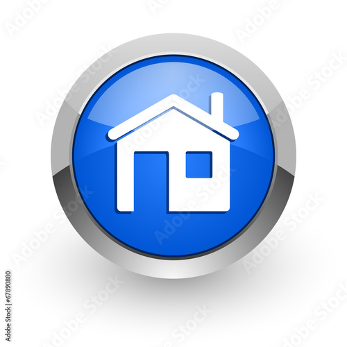 house blue glossy web icon