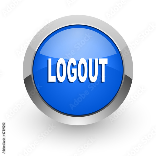 logout blue glossy web icon