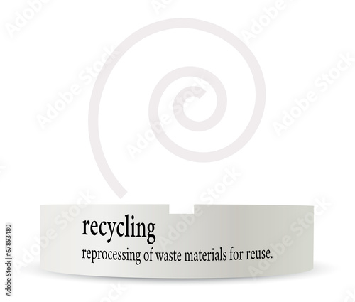 dictionary word of recycling on ashtray