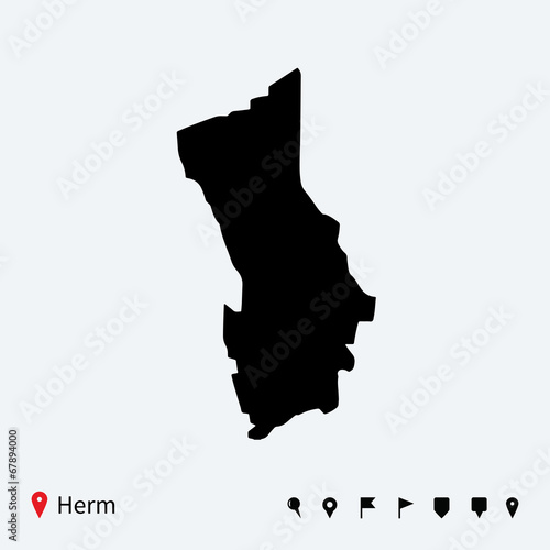 High detailed vector map of Herm with navigation pins.