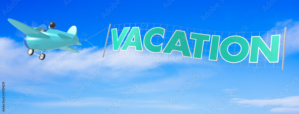 Cartoon Airplanes with Vacation Banner Cartoon Airplanes with Vacation Banner