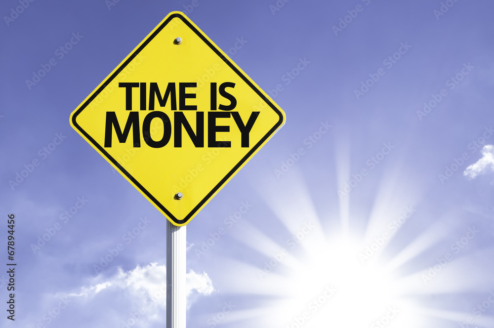 Time is Money road sign with sun background Time is Money road sign with sun background