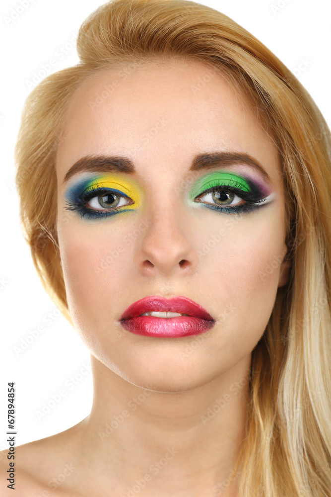 Beautiful woman with bright make-up, close up Beautiful woman with bright make-up, close up