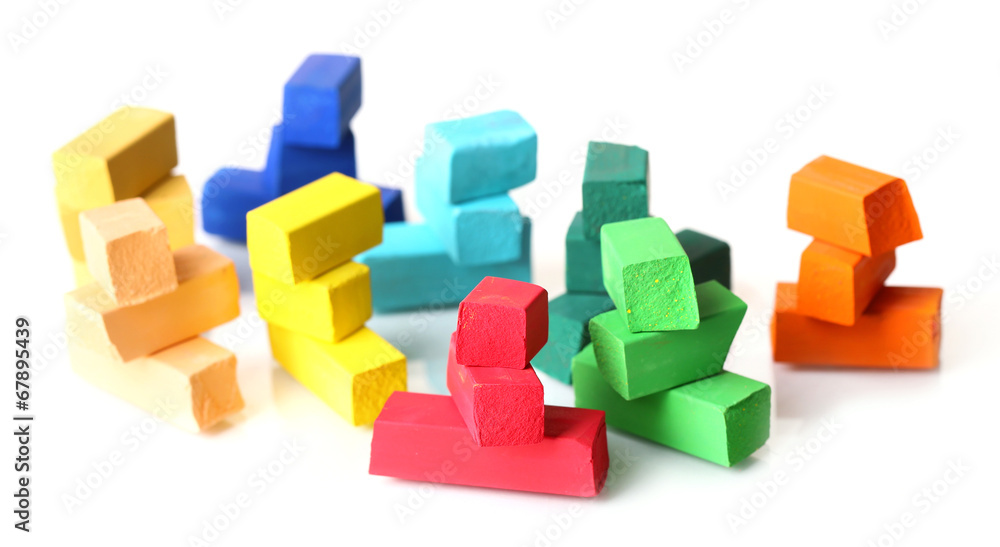 Colorful chalk pastels isolated on white Colorful chalk pastels isolated on white