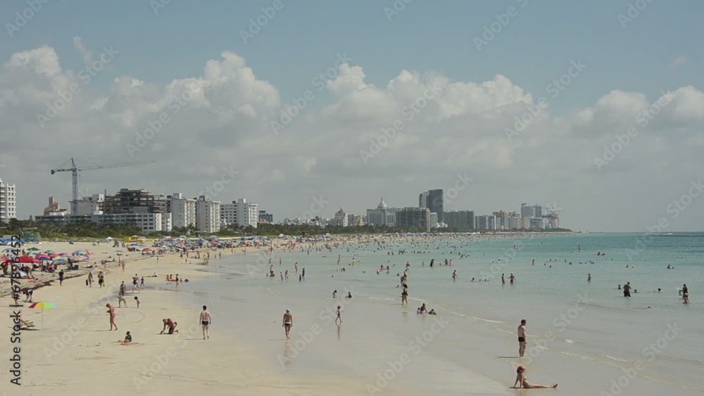 Tourists on Miami Beach in Florida Tourists on Miami Beach in Florida