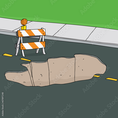 Barrier at Sinkhole in Street