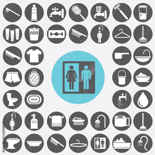 Bathroom icons set. Illustration eps10