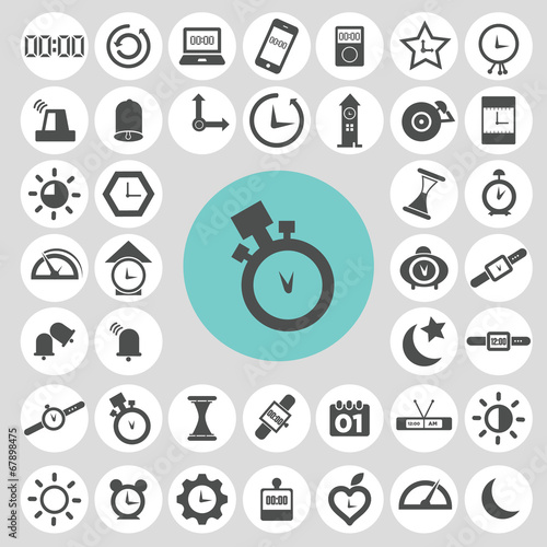 Clock and time icon set. Illustration eps10