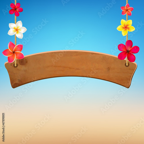 Wooden Sign With Frangipani
