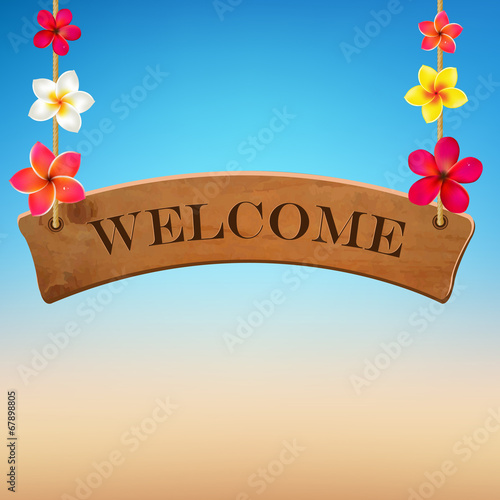 Wooden Sign With Frangipani