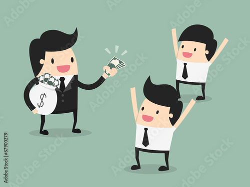 employer paying money for employee, motivation concept