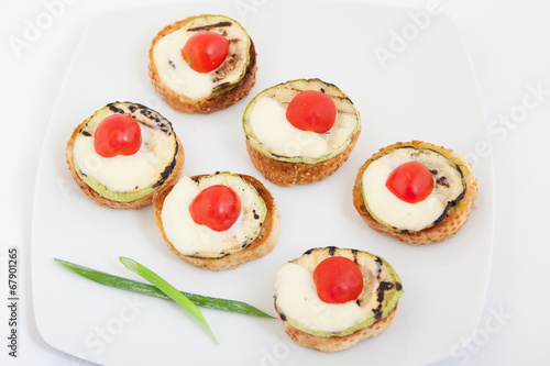 bruschetta (Italian Toasted Bread), zucchini, cherry tomato