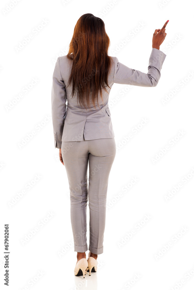 rear view of african american businesswoman rear view of african american businesswoman