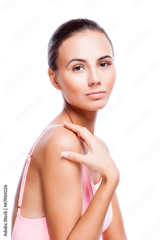 Beautiful face of young adult woman with clean fresh skin - isol Beautiful face of young adult woman with clean fresh skin - isol