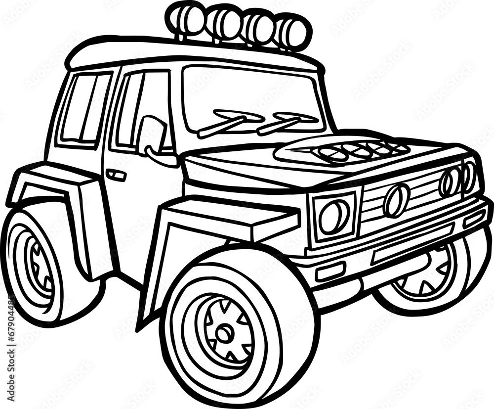 Cartoon jeep. Border