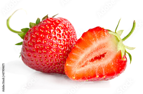 Red sweet strawberrys isolated on white background